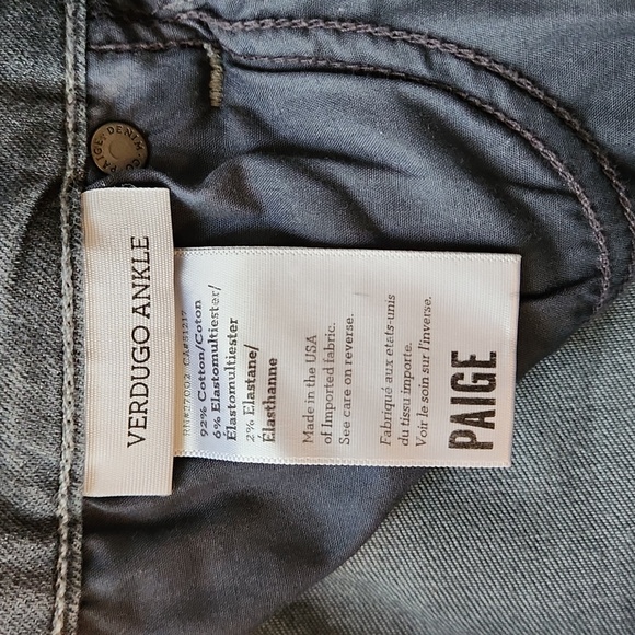 Paige Verdugo Ankle Black Gray Denim Jeans 28R Like NEW - Picture 6 of 8